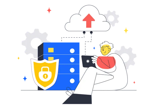 Developer works on Cloud Computing  Illustration