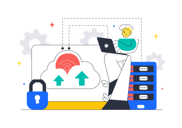 Developer works on Cloud Computing  Illustration