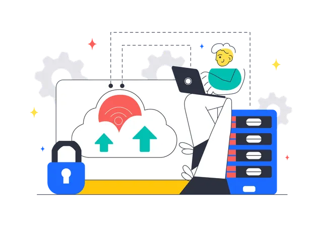 Developer works on Cloud Computing  Illustration