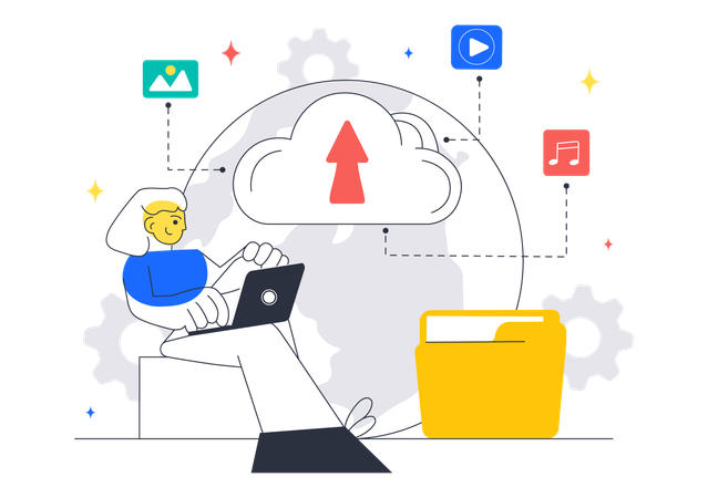Developer works on Cloud Computing  Illustration