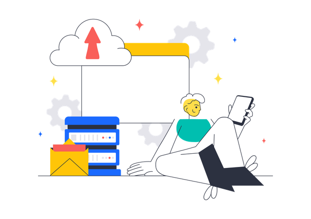 Developer works on Cloud Computing  Illustration