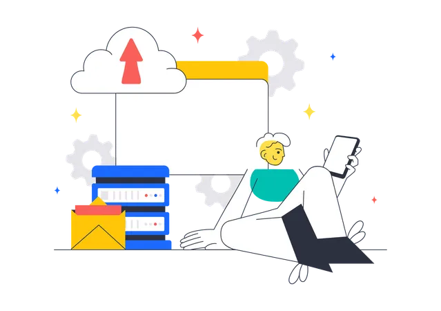 Developer works on Cloud Computing  Illustration