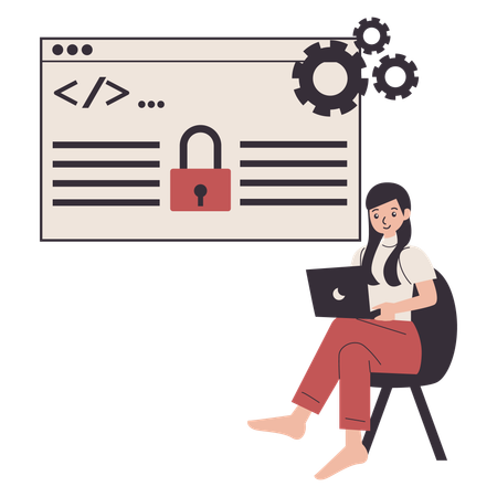 Developer works on code security  Illustration