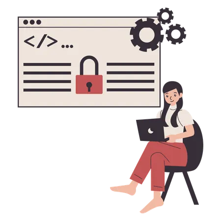 Developer works on code security  Illustration