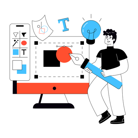 Developer works on Creative Designing  Illustration