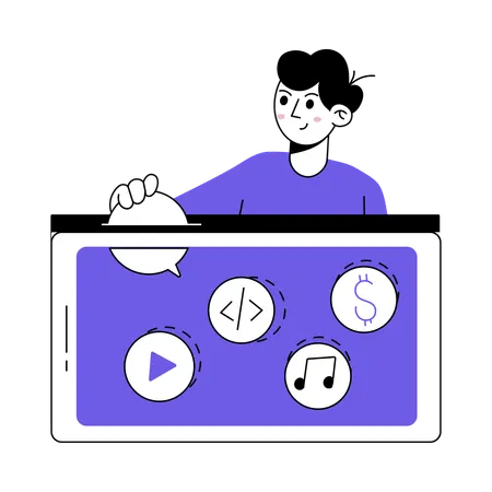 Developer  works on Mobile Apps  Illustration