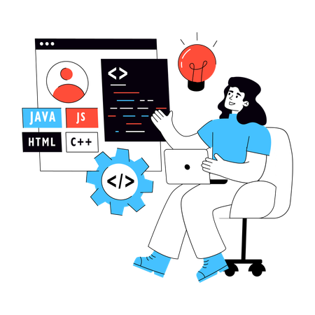Developer works on Profile Development  Illustration