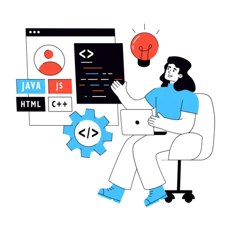 Developer works on Profile Development  Illustration