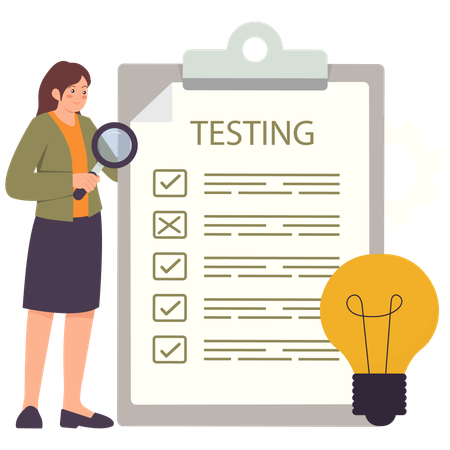 Developer works on Software Testing and Quality Assurance form  Illustration