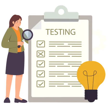 Developer works on Software Testing and Quality Assurance form  Illustration