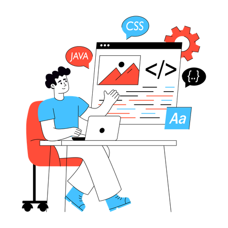 Developer works on Web Development  Illustration