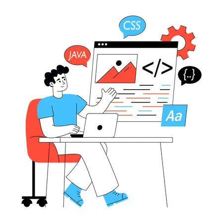 Developer works on Web Development  Illustration