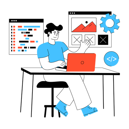 Developer works on Web Development  Illustration