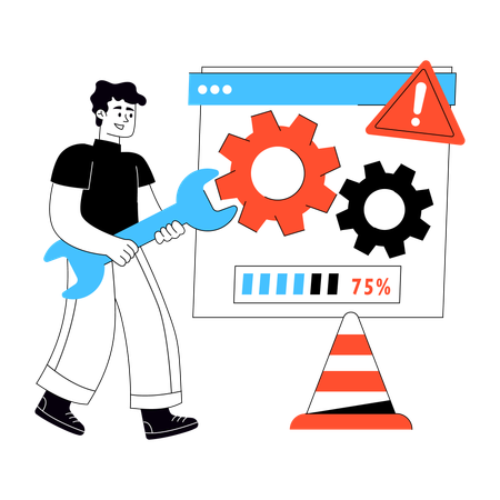 Developer works on Website Maintenance  Illustration
