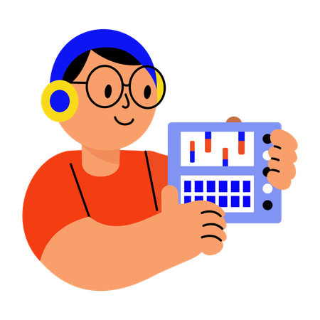 Developer works with ai motherboard  Illustration