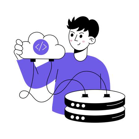 開発者はクラウドコーディングで作業します  イラスト