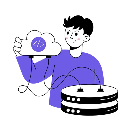 開発者はクラウドコーディングで作業します  イラスト