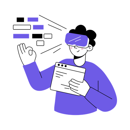 開発者はVRコーディングに取り組む  イラスト