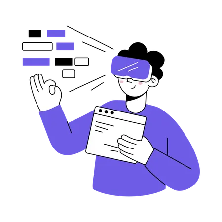 開発者はVRコーディングに取り組む  イラスト