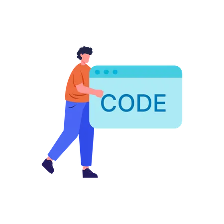 Developer writes and testing program code  Illustration