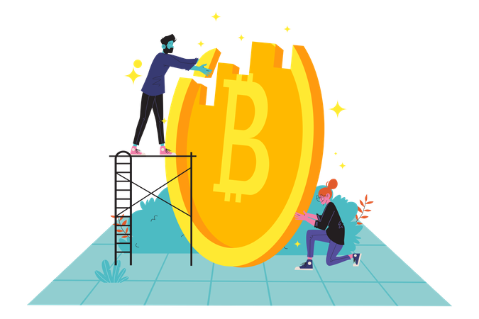 Developers developing bitcoin Illustration