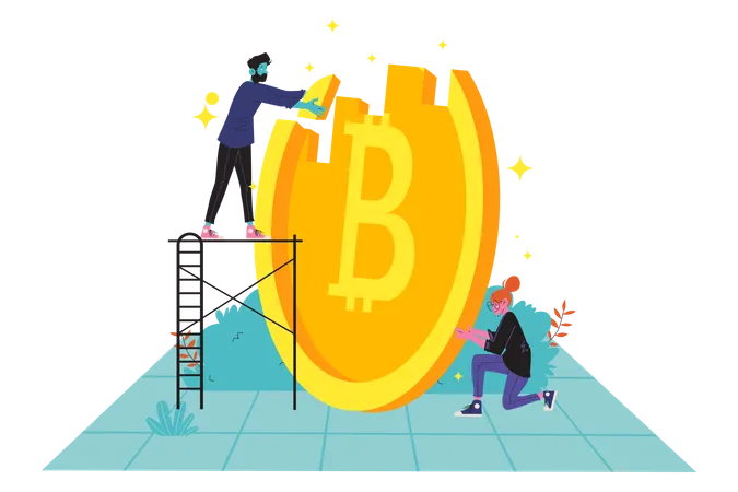 Developers developing bitcoin Illustration