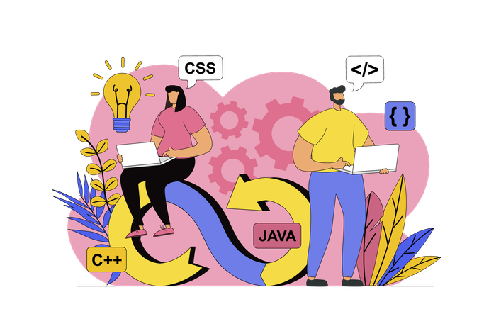 Developers developing program  Illustration