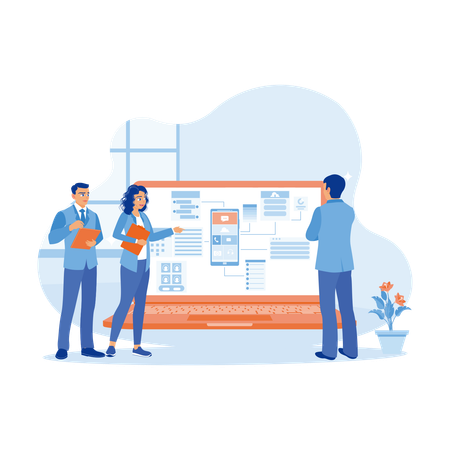 Developers  Discuss On UI And UX Designs For Mobile Applications  Illustration