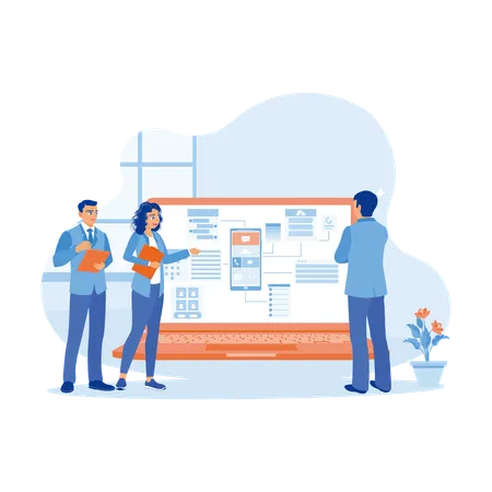 Developers  Discuss On UI And UX Designs For Mobile Applications  Illustration