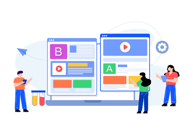 Developers doing AB testing  Illustration