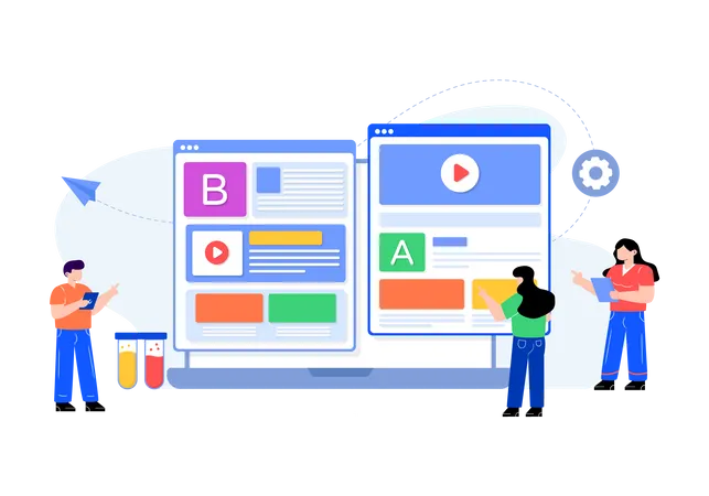 Developers doing AB testing  Illustration