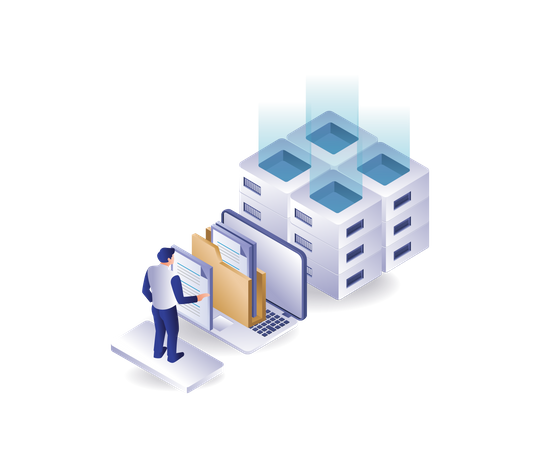 Developers process server data  Illustration