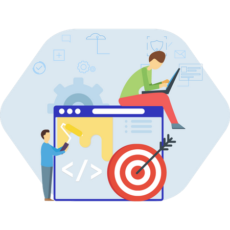 Developers working on coding target  Illustration