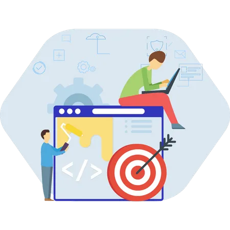 Developers working on coding target  Illustration