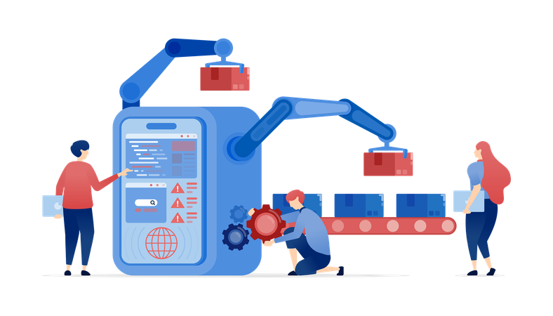 Developing Robotic Hands for Producing Goods and Services in Commercial Manufacturing Factories  Illustration