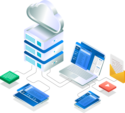 Development cloud server technology Illustration