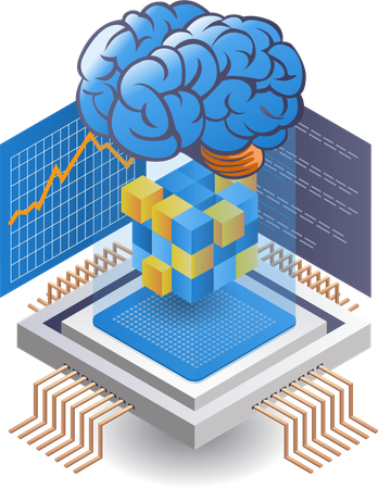 Development of blockchain artificial intelligence technology  Illustration