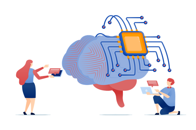 データ処理を備えた学習エンジンの開発により、AI 駆動型クラウド コンピューティング アプリケーション向けのニューロン脳をシミュレートする人工知能技術が進歩します。  イラスト