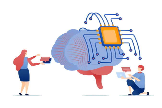 データ処理を備えた学習エンジンの開発により、AI 駆動型クラウド コンピューティング アプリケーション向けのニューロン脳をシミュレートする人工知能技術が進歩します。  イラスト