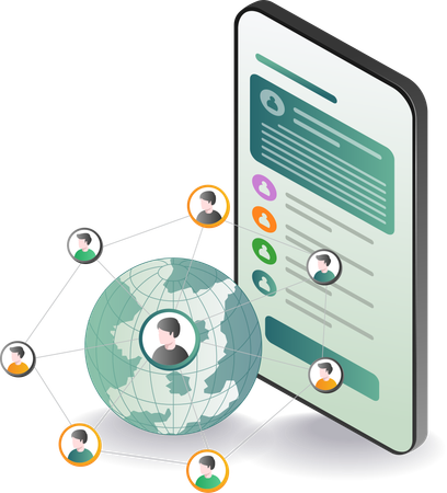 Development of Social Media Networks for Smartphone Apps  Illustration