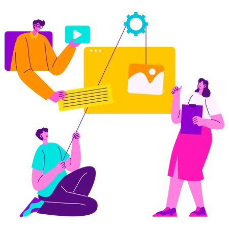 Development Team Building Website  Illustration