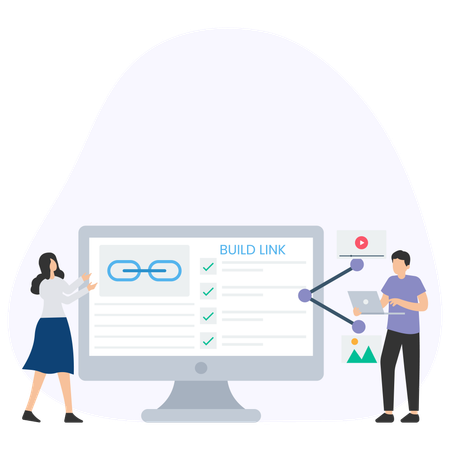Development team doing link building  Illustration