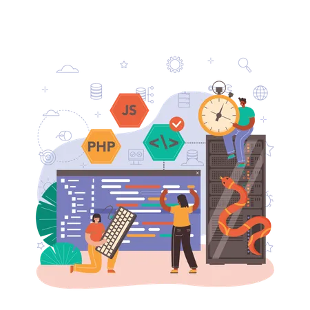 Back End Development Concept Software Development Process Website Architecture Improvement Programming And Coding IT Profession Isolated Flat Vector Illustration Illustration