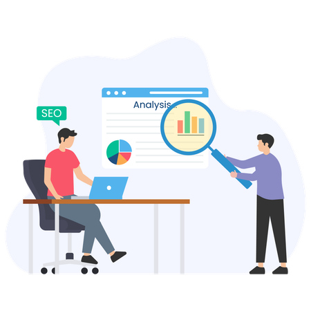 Development team doing SEO Analysis  Illustration