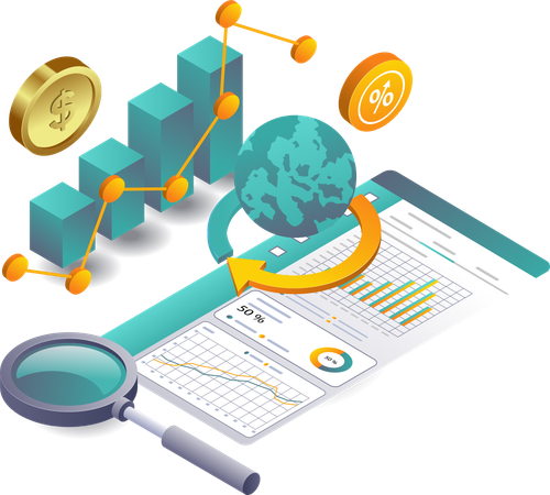 Analyse des données de développement commercial mondial  Illustration