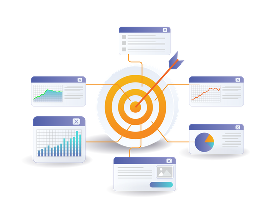 Business développeur cible analyste management  Illustration