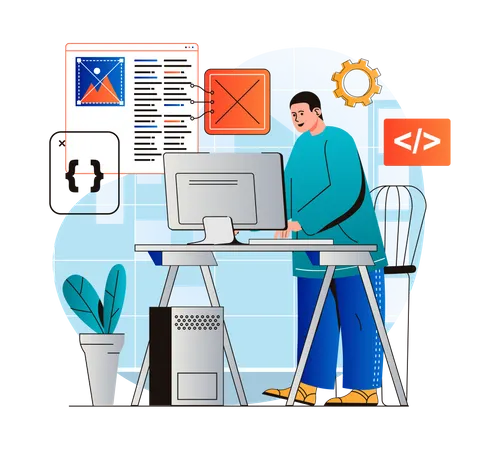 Développeur d'applications faisant de la programmation  Illustration