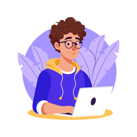 Développeur effectuant de la programmation sur un ordinateur portable Illustration