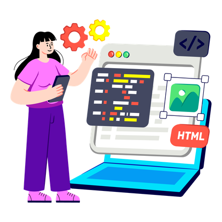 Développeur effectuant du codage HTML  Illustration