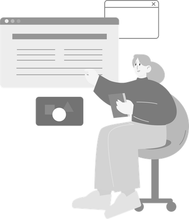 Développeur effectuant une analyse de page Web  Illustration